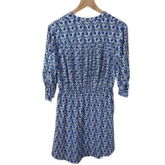 Anthropologie Maeve Womens Blue White Geometric Print Galan Shirt Dress Small - Picture 3 of 5
